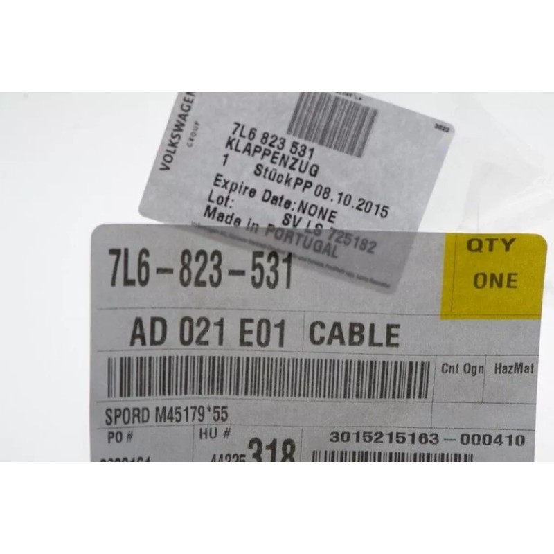Câble de déverrouillage de capot VW Volkswagen Touareg 2004-2010 GENUINE OEM 7L6823531 NEUF