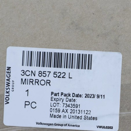 Nouveau miroir de porte droit en verre OEM Volkswagen Atlas 2018-2023 3CN-857-522-L Nouveau miroir de porte droit en verre OEM Volkswagen Atlas 2018-2023 3CN-857-522-L