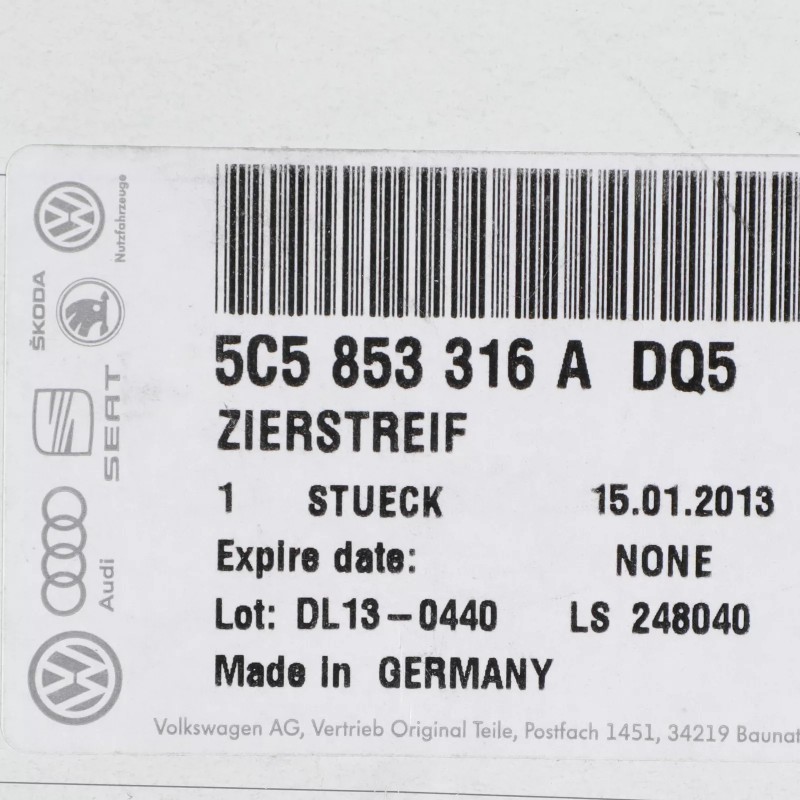Nouveau autocollant OEM Volkswagen Beetle 2012-2019 5C5-853-316-A-DQ5
