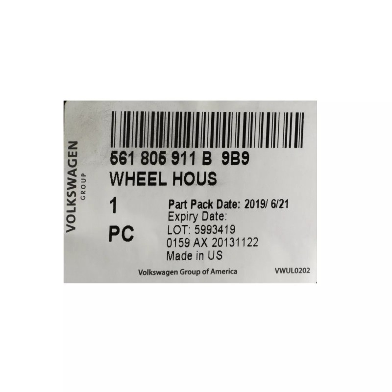 Garniture de passage de roue OEM 2012-2015 Volkswagen Passat NEUF 561-805-911-B-9B9