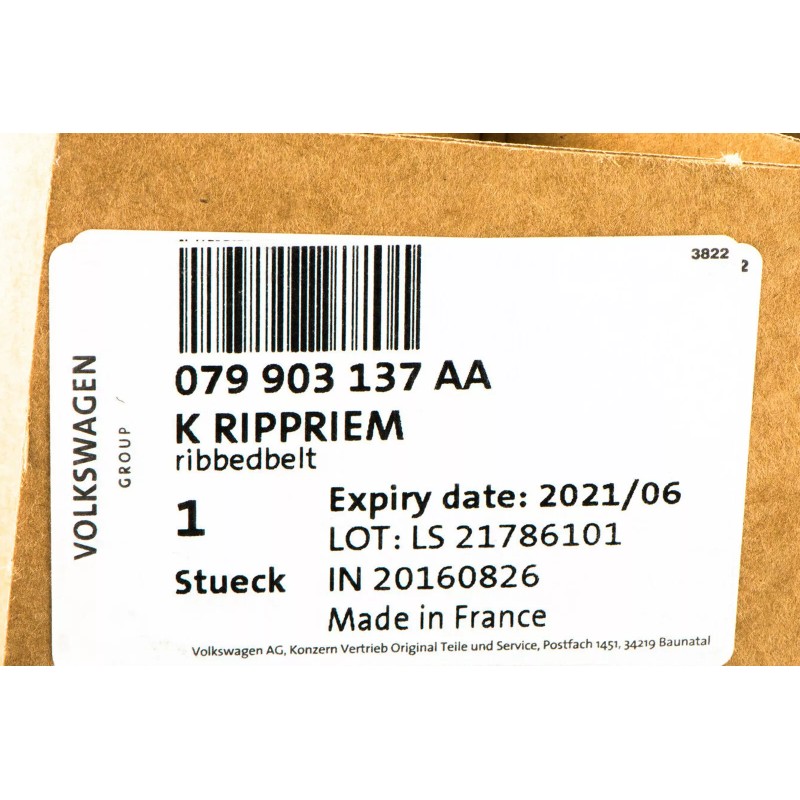 Courroie serpentine moteur 4.2L VW Volkswagen Touareg 2006-2015 OEM NEUF 079903137AA