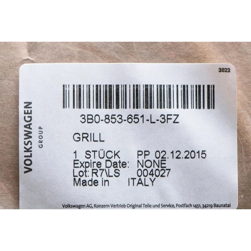 Grille de radiateur avant d'origine OEM neuve pour VW Volkswagen Passat 1.8 TURBO 2001-2005
