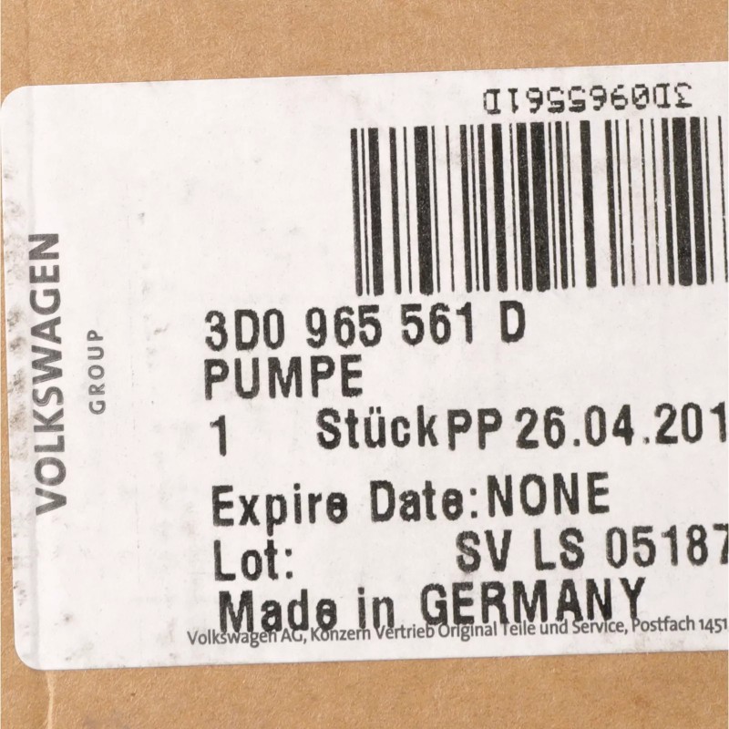 Pompe à eau auxiliaire authentique Audi 2003-2015 A3 Quattro R8 3.6L 3D0-965-561-D