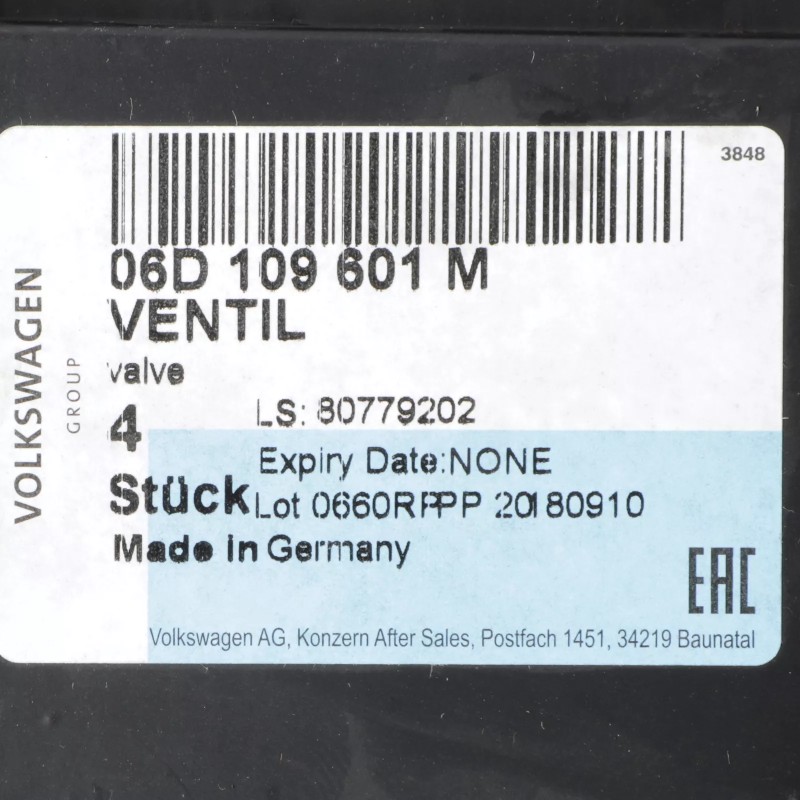 Vanne d'admission d'air Audi A8 Quattro RS7 S6 2005-2018 d'origine 06D-109-601-M