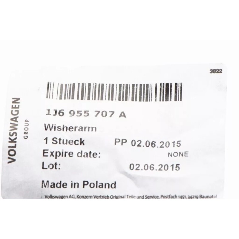 Bras d'essuie-glace arrière d'origine Audi Volkswagen Golf Passat 1999-2006 1J6-955-707-A