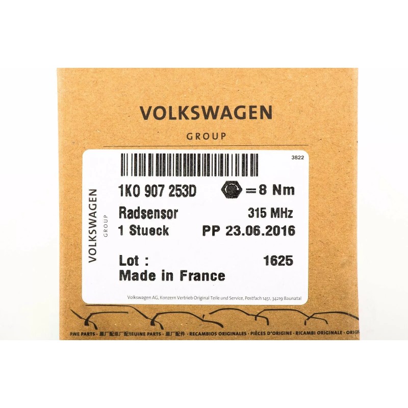 Capteur de Système de Surveillance de la Pression des Pneus Audi d'Origine 1K0-907-253-D