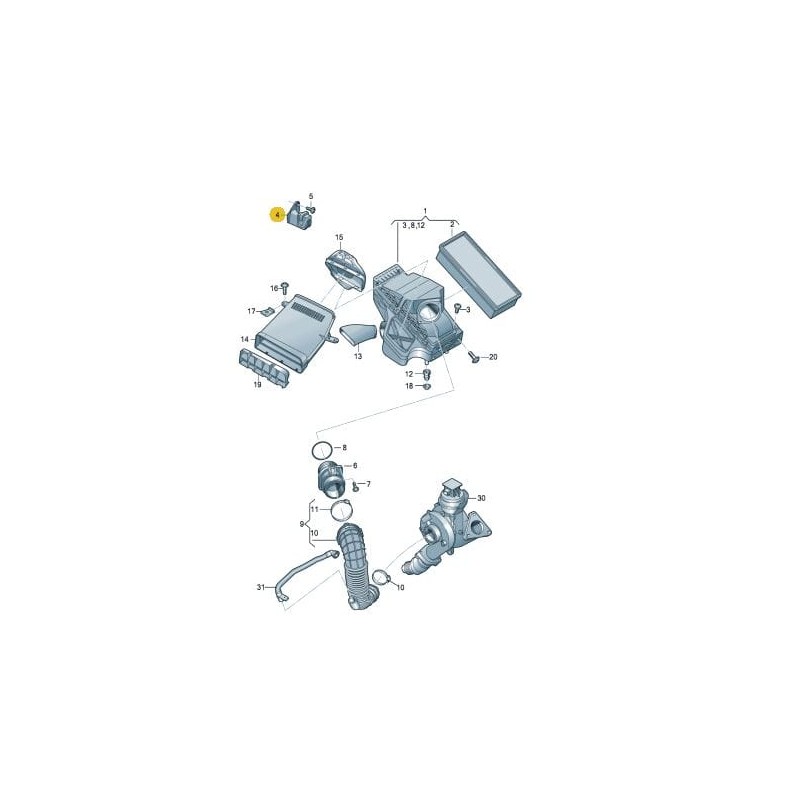 Adaptateur Original Audi A4 S4 RS4 / A5 S5 RS5 Support Boîtier Filtre à Air 8K0133426A