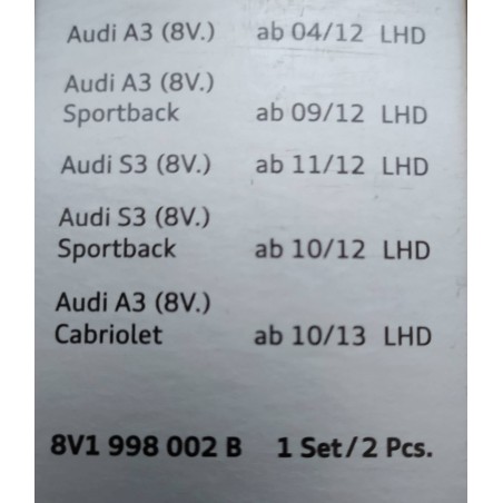 Balais d'essuie-glace aérodynamiques Audi A3 S3 RS3 Sportback Coupé Cabriolet Balais d'essuie-glace aérodynamiques Audi A3 S3 RS3 Sportback Coupé Cabriolet