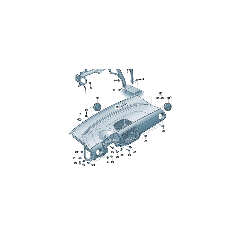 Plaque de recouvrement noire pour tableau de bord VW Seat Skoda