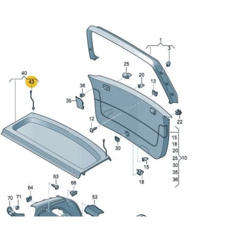 Sangle de maintien pour tablette arrière coffre VW Golf Plus Sangle de maintien pour tablette arrière coffre VW Golf Plus