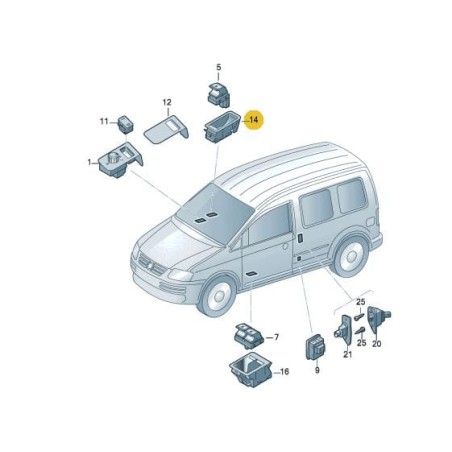 Cache de Commande de Leve-Vitre et Trappe à Carburant pour VW Caddy 3 (2K) Touran (1T) Cache de Commande de Leve-Vitre et Trappe à Carburant pour VW Caddy 3 (2K) Touran (1T)