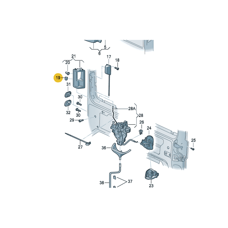 Bouton de verrouillage de porte coulissante VW satiné noir