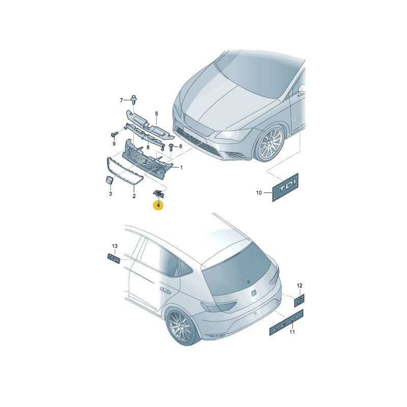 Emblème Sport Logo chromé pour calandre avant Seat Cupra