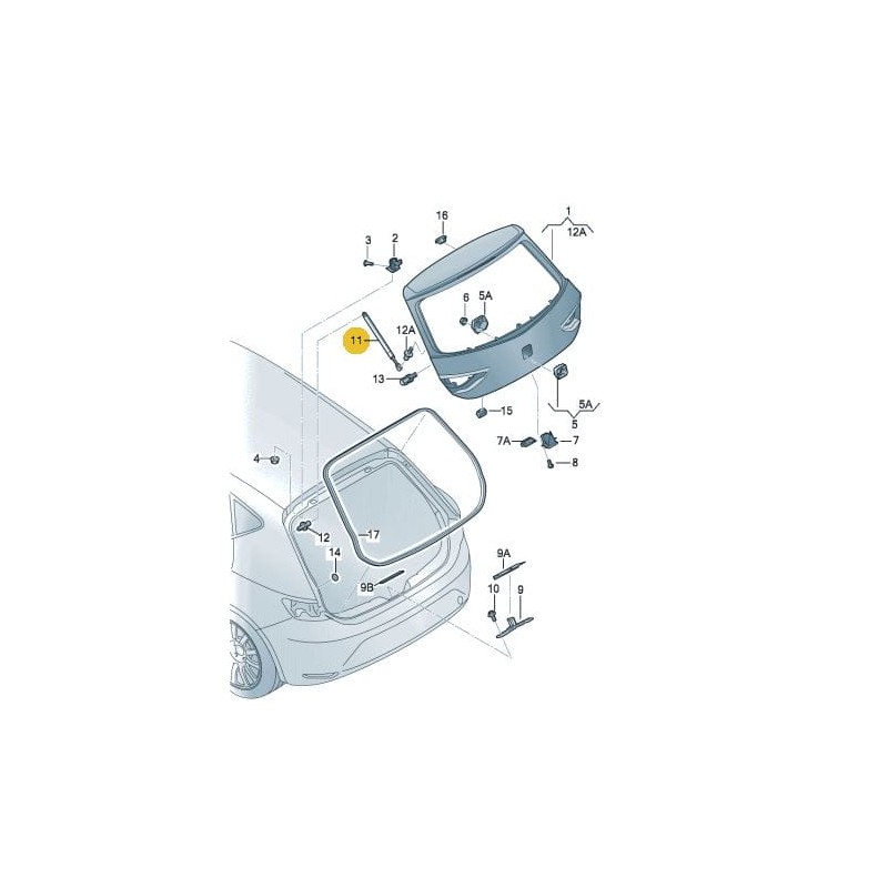 Vérin de hayon pour Seat Leon (5F)