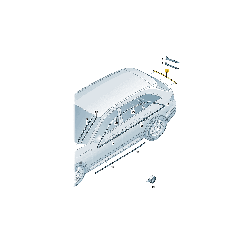 Garniture de hayon noir brillant Audi A4 B9 AVANT | ALLROAD 2016-