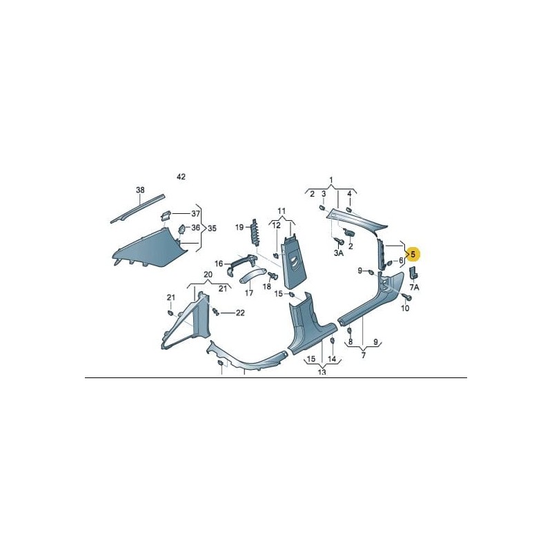 Cache de garniture centrale du montant A Audi A6 C7 2011-2018