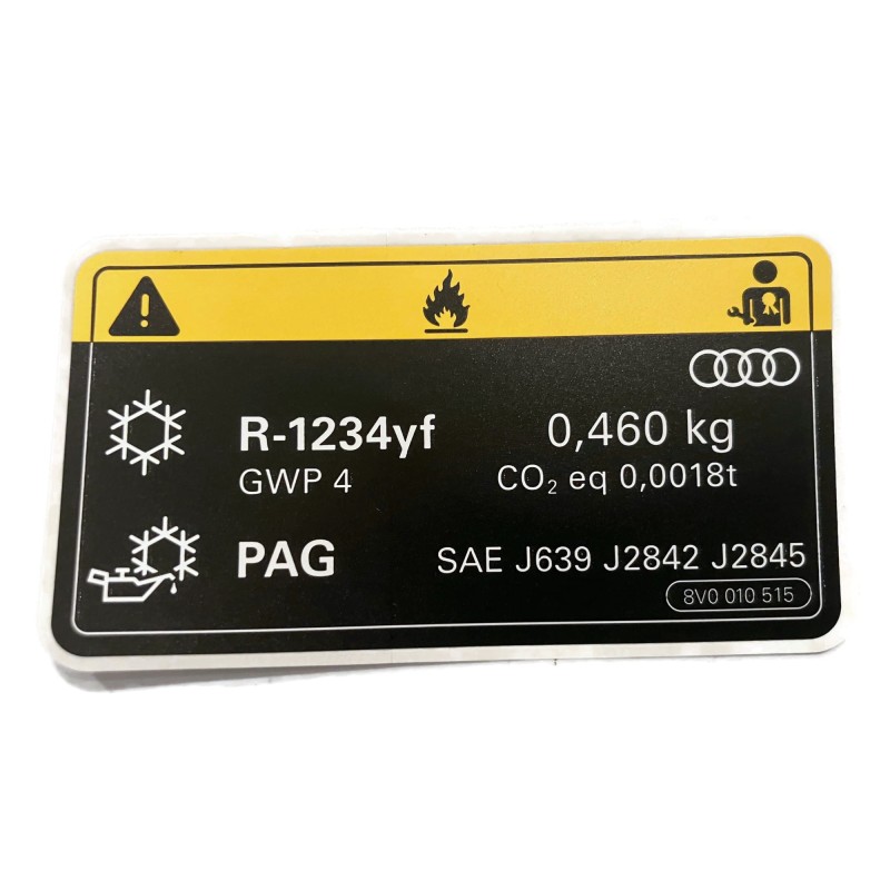 Autocollant climatiseur AC R-1234yf 0,450 kg AUDI