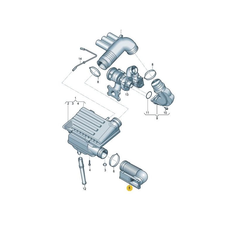 Guide de conduit d'air 1.2 1.4 TSI VW Polo AUDI A1 SKODA Fabia Rapid SEAT Ibiza Toledo