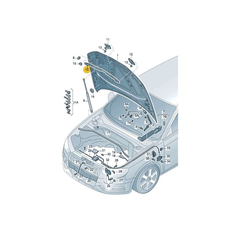 Joint central de capot Audi A3 8V 2013-2020 Joint central de capot Audi A3 8V 2013-2020