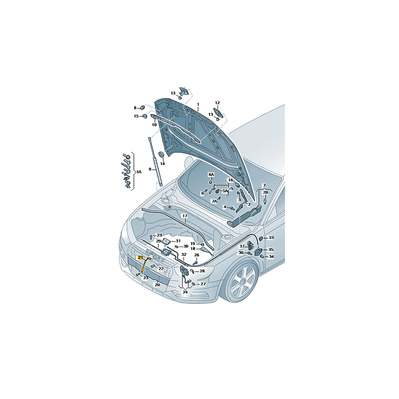 Crochet de verrouillage capot Audi A3 2013-2016