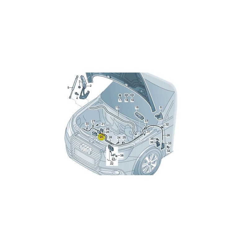 Tige de verrouillage capot central Audi A1 2011-2018