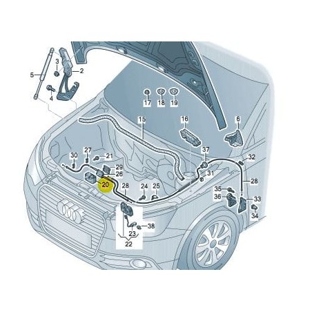 Tige de verrouillage capot central Audi A1 2011-2018 Tige de verrouillage capot central Audi A1 2011-2018