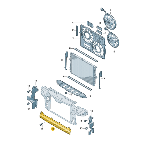 Guide d'air inférieur de refroidisseur Audi Q7 2007-2015 Guide d'air inférieur de refroidisseur Audi Q7 2007-2015