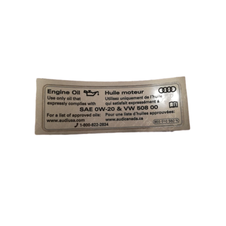 Autocollant d'information sur l'huile moteur 0W20 508 00 Audi Autocollant d'information sur l'huile moteur 0W20 508 00 Audi