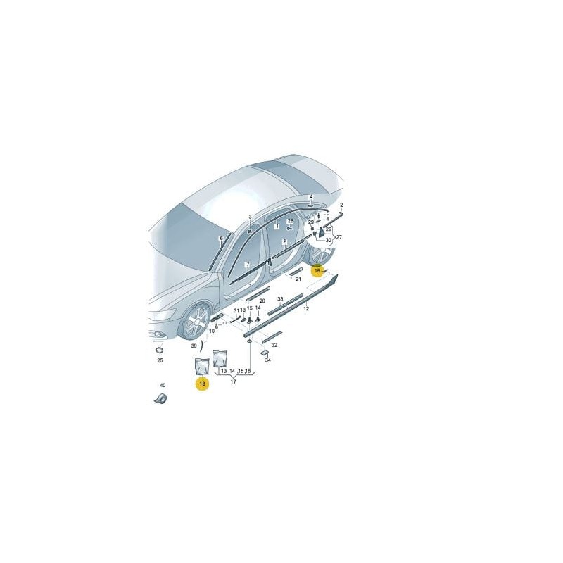 Bande de montage de moulure extérieure Audi A6 C7 A7 2011-2018
