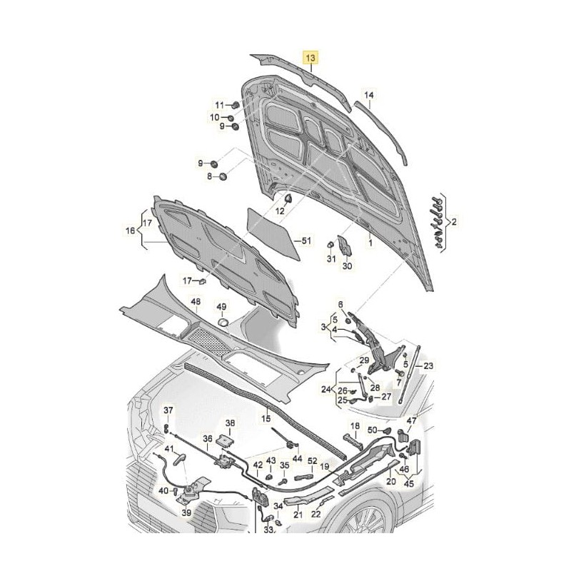 Joint central de capot avant Audi A5 2017-