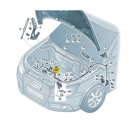 Câble de verrouillage capot avant Audi A1 2011-2018 Câble de verrouillage capot avant Audi A1 2011-2018