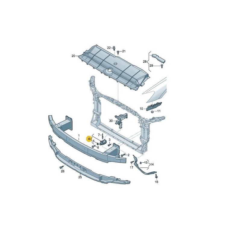 Support d'impact de barre de pare-chocs avant Audi A6 C8 A7 2019-