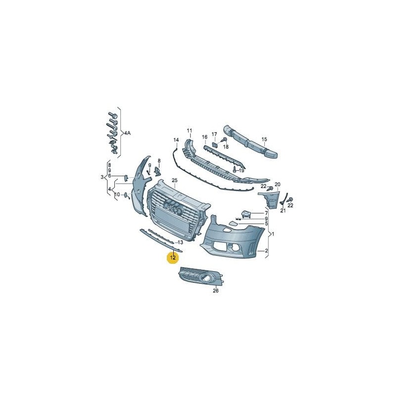 Spoiler de pare-chocs avant gris platine Audi A1 S-line 2011-2014