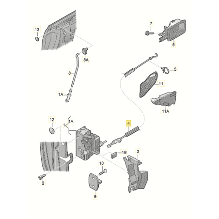 Câble Bowden de poignée de serrure de porte avant Audi A3 3 portes 2006-2013 Câble Bowden de poignée de serrure de porte avant Audi A3 3 portes 2006-2013