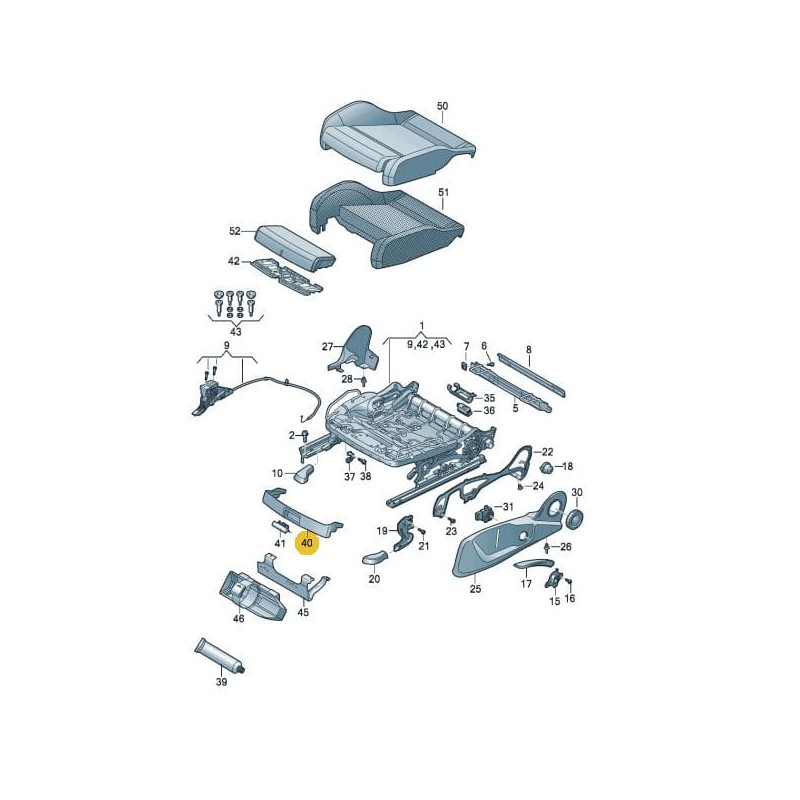 Housse de siège avant Audi A4 B9 A5 2016-