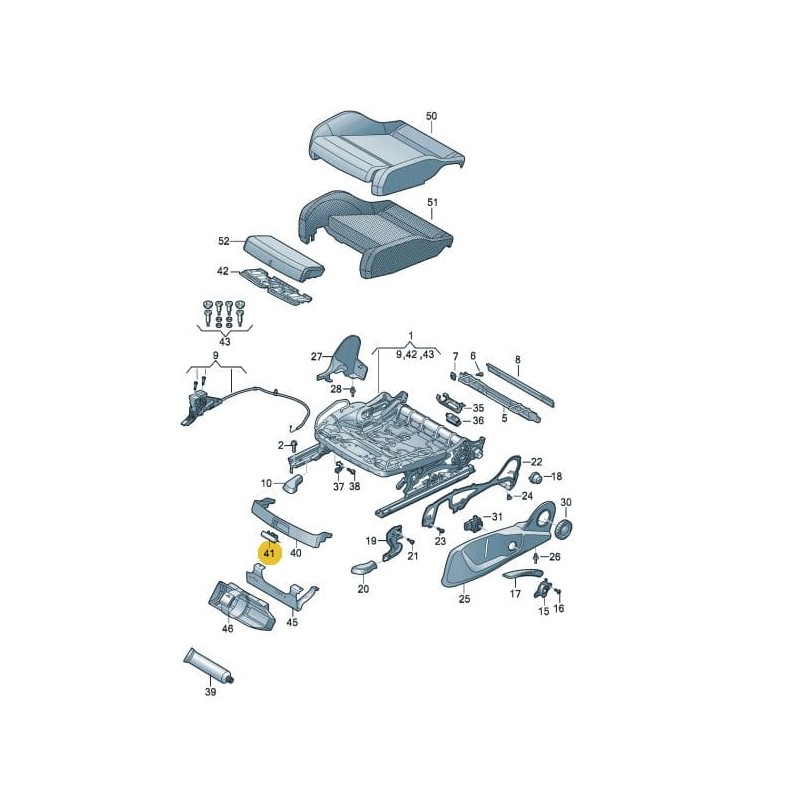 Poignée de réglage de profondeur du siège avant Audi A4 B9 A5 2016-