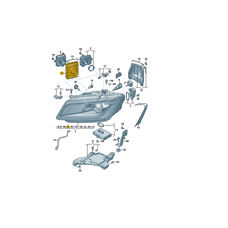 Cache de phare Audi Q5 2013-2017