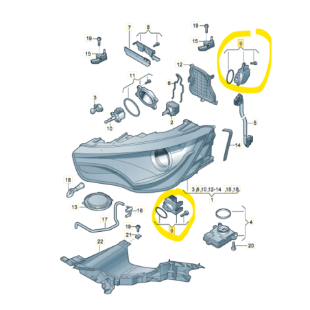 Kit de réparation dissipateur thermique LED phare Audi A1 2011-2014 Kit de réparation dissipateur thermique LED phare Audi A1 2011-2014
