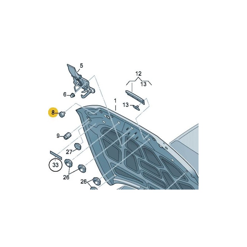 Butée de capot intérieure supérieure Audi A1 A4 A5 VW Arteon