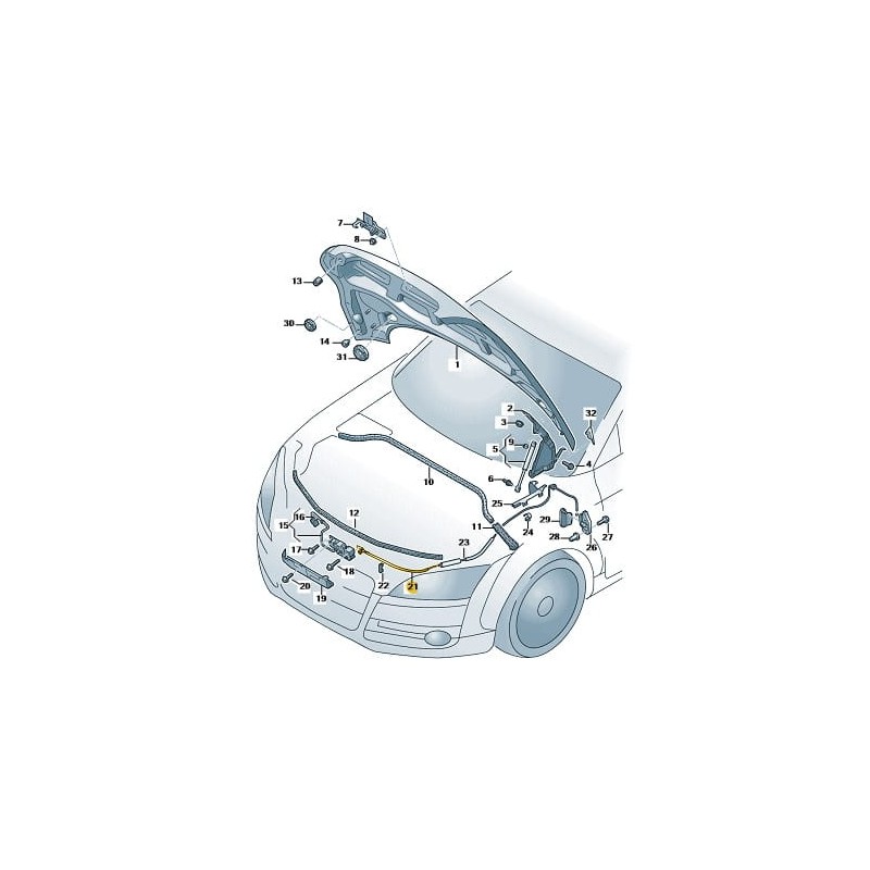 Câble de déverrouillage du capot avant Audi TT 2007-2014