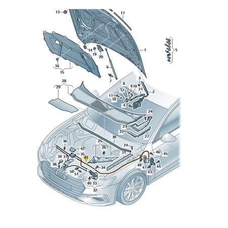 Câble de verrouillage de capot Audi A6 A7 2019- Câble de verrouillage de capot Audi A6 A7 2019-