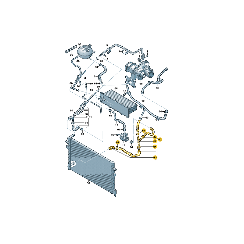 Tube inférieur de liquide de refroidissement 1.4 TSI A3 Golf VIII Skoda Octavia IV Seat Leon IV Formentor