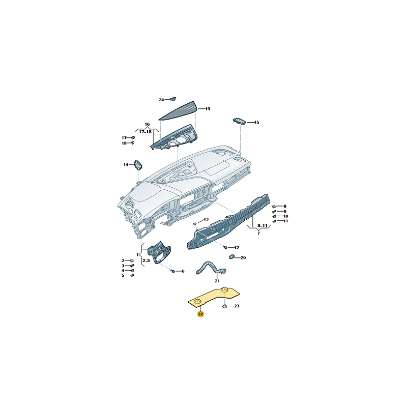 Cache inférieur de tableau de bord Audi A5 B9 2016-