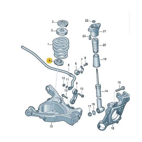 Caoutchouc inférieur pour ressort de suspension arrière Audi A6 C6 2005-2011 Caoutchouc inférieur pour ressort de suspension arrière Audi A6 C6 2005-2011
