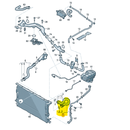 Durite supérieure de radiateur gauche 3.0 essence TFSI Audi A6 A7 2015-2018 Durite supérieure de radiateur gauche 3.0 essence TFSI Audi A6 A7 2015-2018