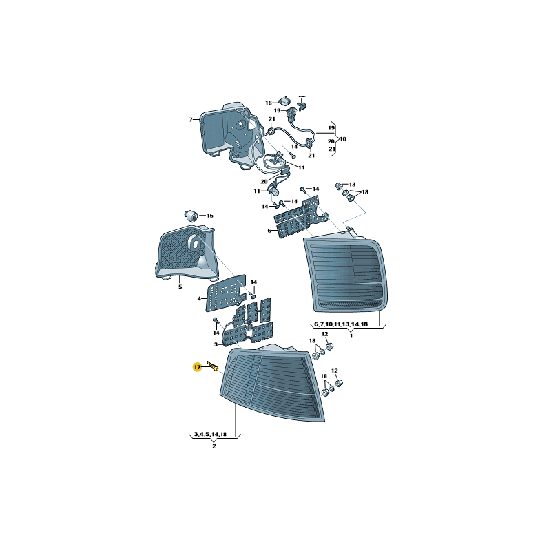 Vis de fixation du feu arrière Audi A8 D3 2004-2010