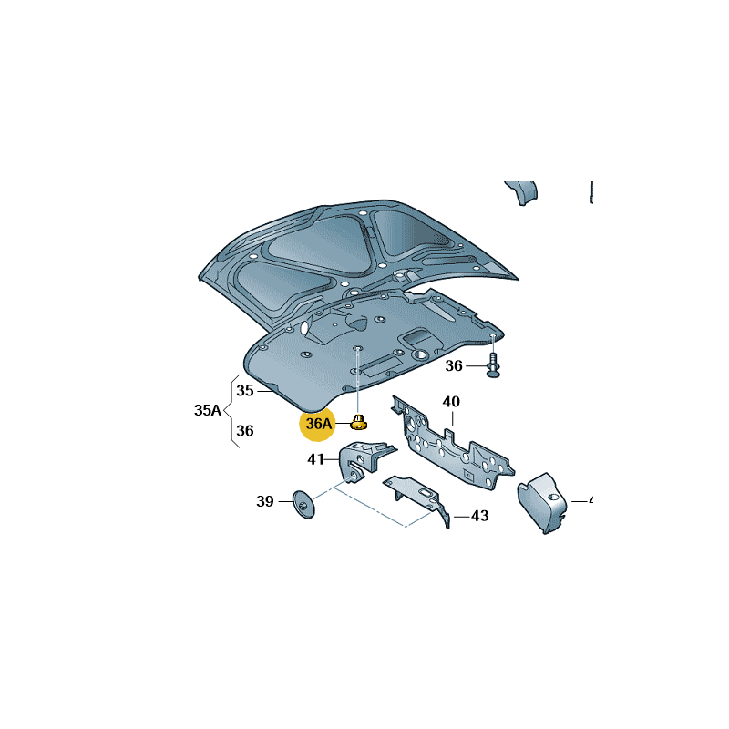 Absorbeur de son pour capot moteur - clip central Audi A4 A5