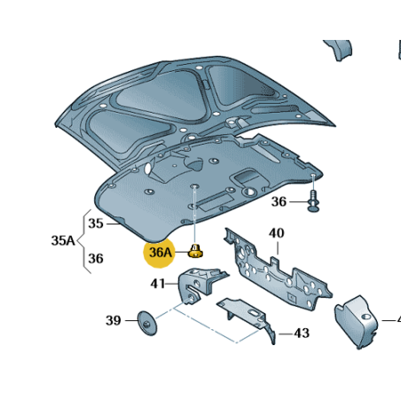 Absorbeur de son pour capot moteur - clip central Audi A4 A5 Absorbeur de son pour capot moteur - clip central Audi A4 A5