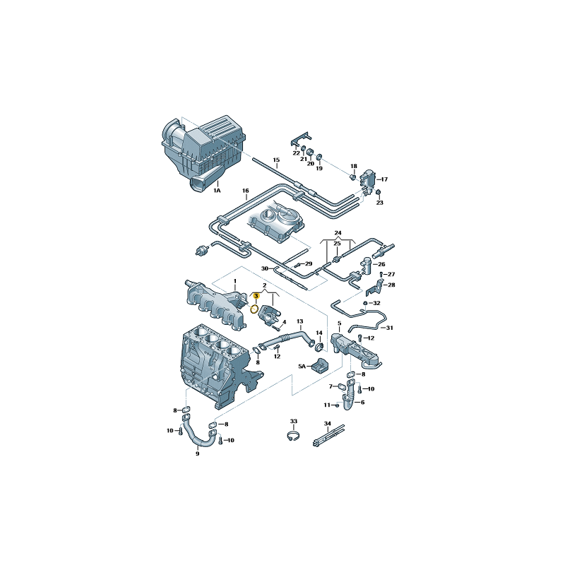 Rondelle d'étanchéité en caoutchouc pour corps de papillon 1.6 TDI