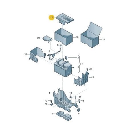Couvercle supérieur de batterie Audi Q3 2012-2018 Couvercle supérieur de batterie Audi Q3 2012-2018